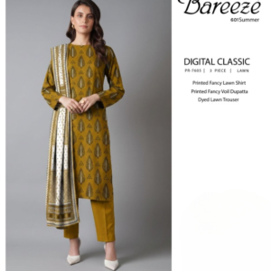 Bareezé Digital Classic 3-Piece Lawn Unstitched Suit (PR-7605)