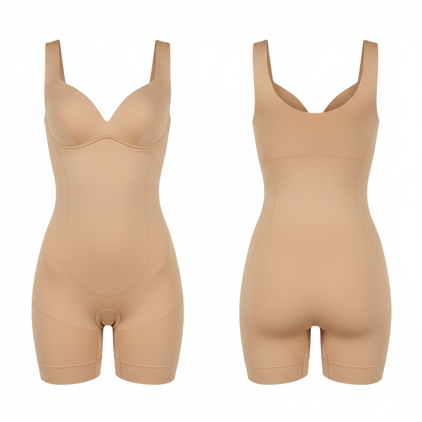 Shapewear Bodysuit for Women – Seamless Tummy Control Mid-Thigh Body Shaper (Skin Color) - Image 2
