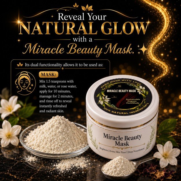 Miracle Beauty Face Mask 50g – Natural Brightening Mask for Glowing Skin, Dark Spots, Even Skin Tone & Smooth Texture - Image 2