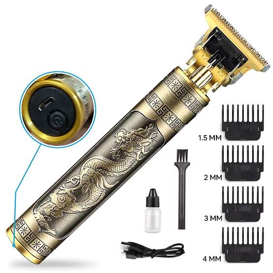 Metal Body Vintage T9 Hair Trimmer for Men – Professional USB Rechargeable Beard & Hair Cutting Machine | Precision Shaver with Powerful Motor - Image 2