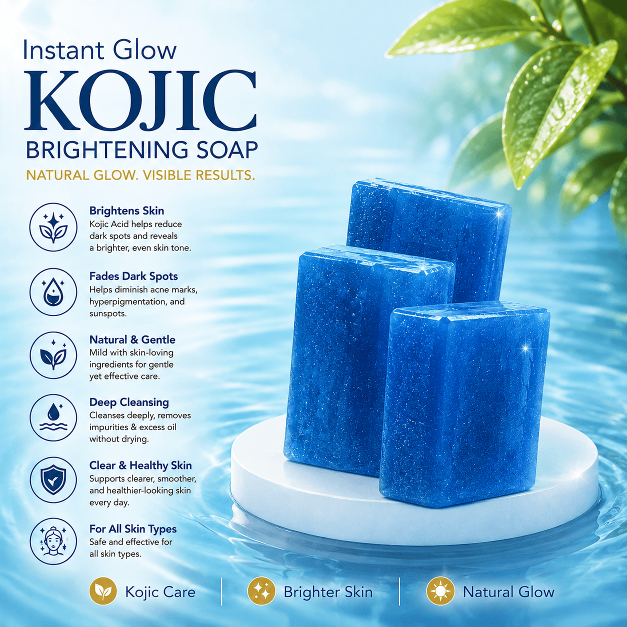Instant Glow Kojic Brightening Soap | Skin Brightening, Dark Spot Care & Even Skin Tone | Daily Face & Body Soap - Image 3