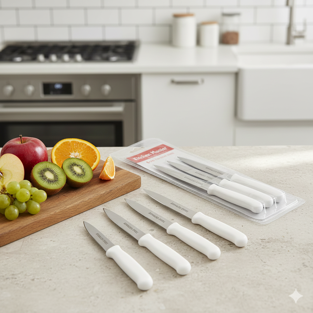 6 Piece Knife Set | Professional Stainless Steel Kitchen Knives | Sharp Durable Blades for Meat, Vegetables, Fruits & Daily Cooking | Comfortable Grip – Chef Knife, Bread Knife, Utility Knife & More - Image 4