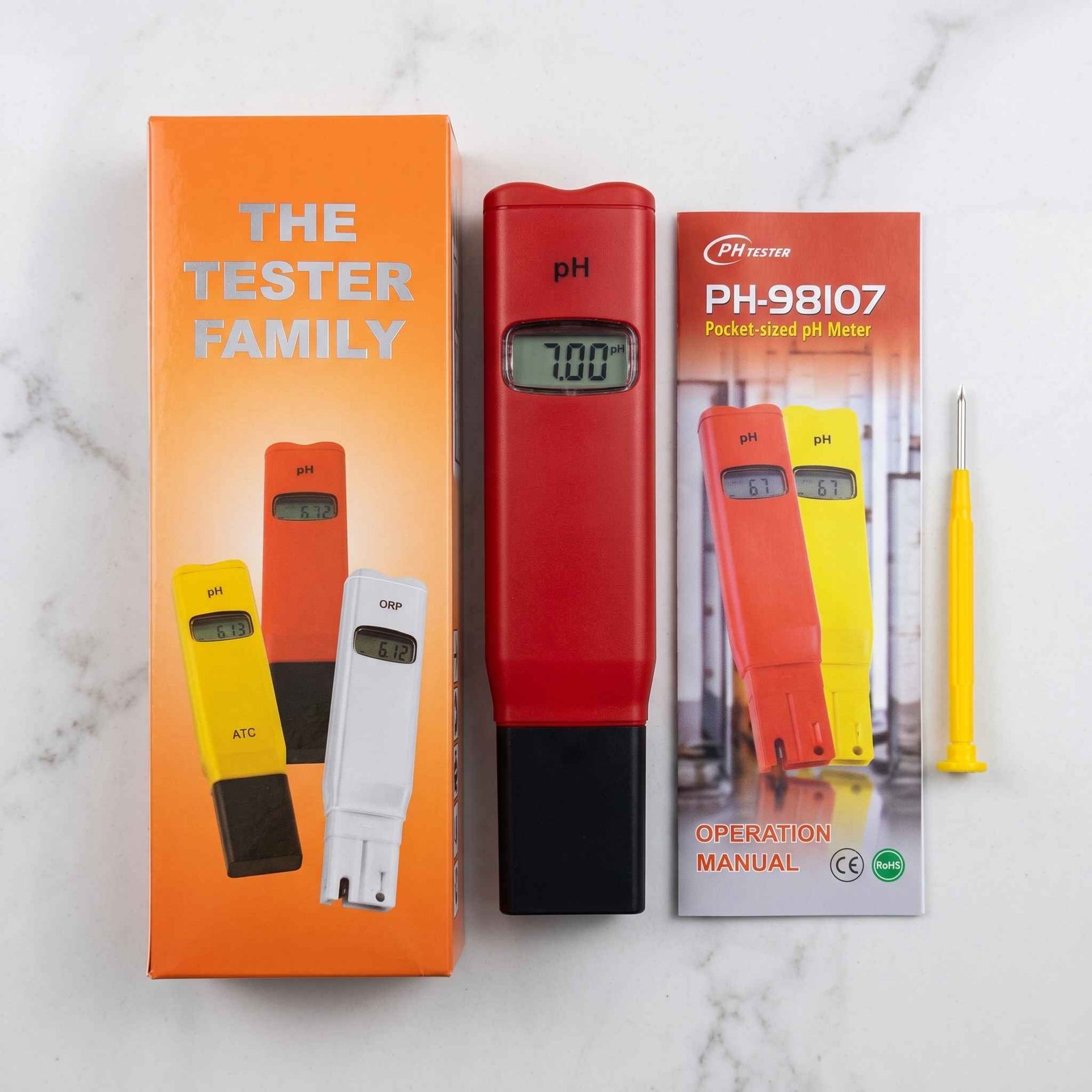 PH-98107 Pocket-Sized Digital pH Meter Tester with Calibration Screwdriver