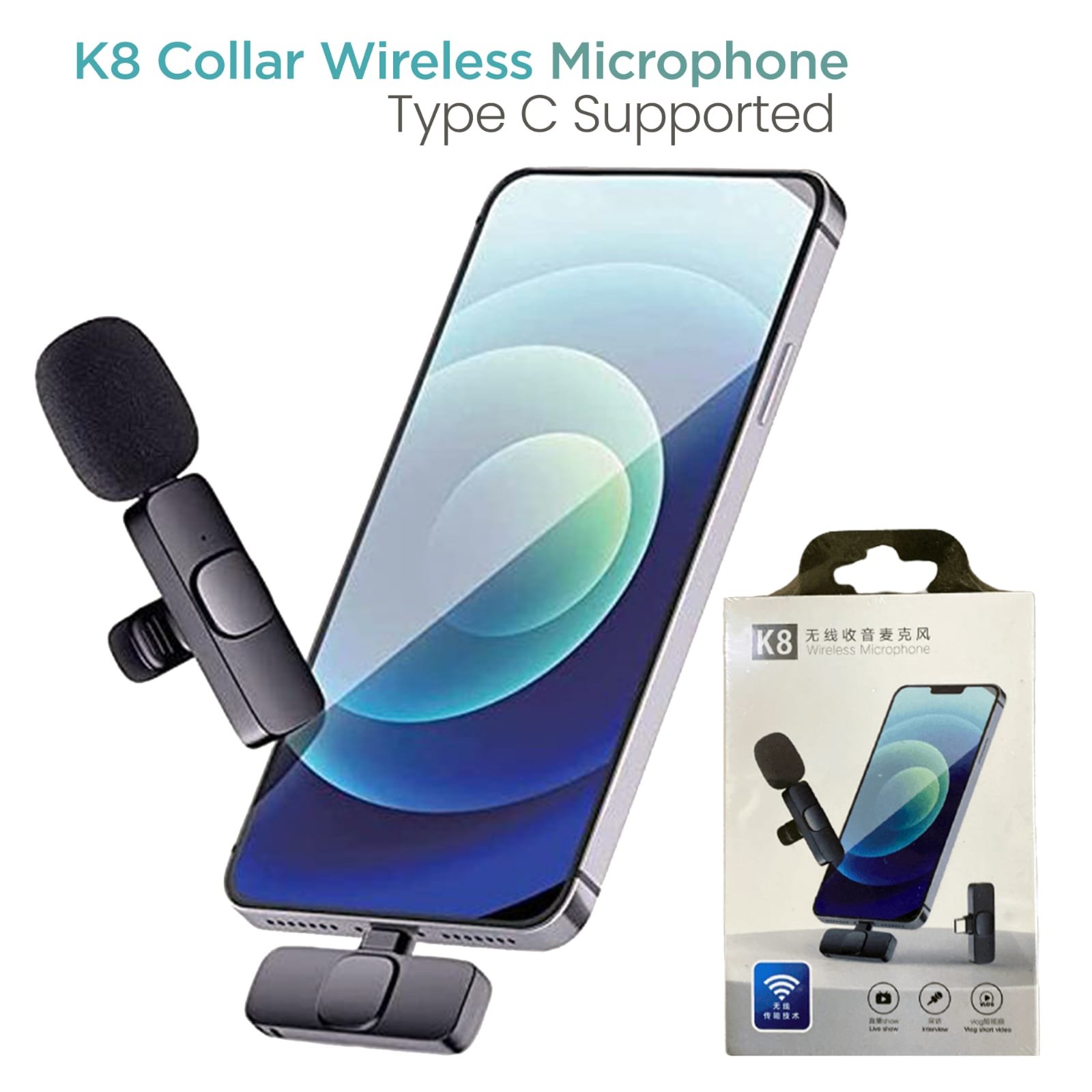 K8 Wireless Collar Microphone Type-C Supported - Image 4