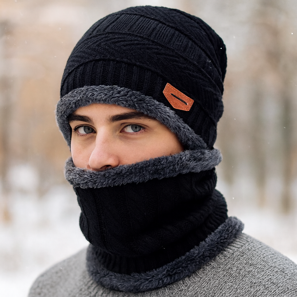 Head & Neck Cap Beanies Combo | Woolen Winter Beanie with Neck Warmer Muffler for Men & Women – Warm, Cozy & Stylish - Image 3