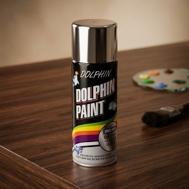 Dolphin Chrome Silver Spray Paint 300ml – High Shine Metallic Finish Spray - Image 2