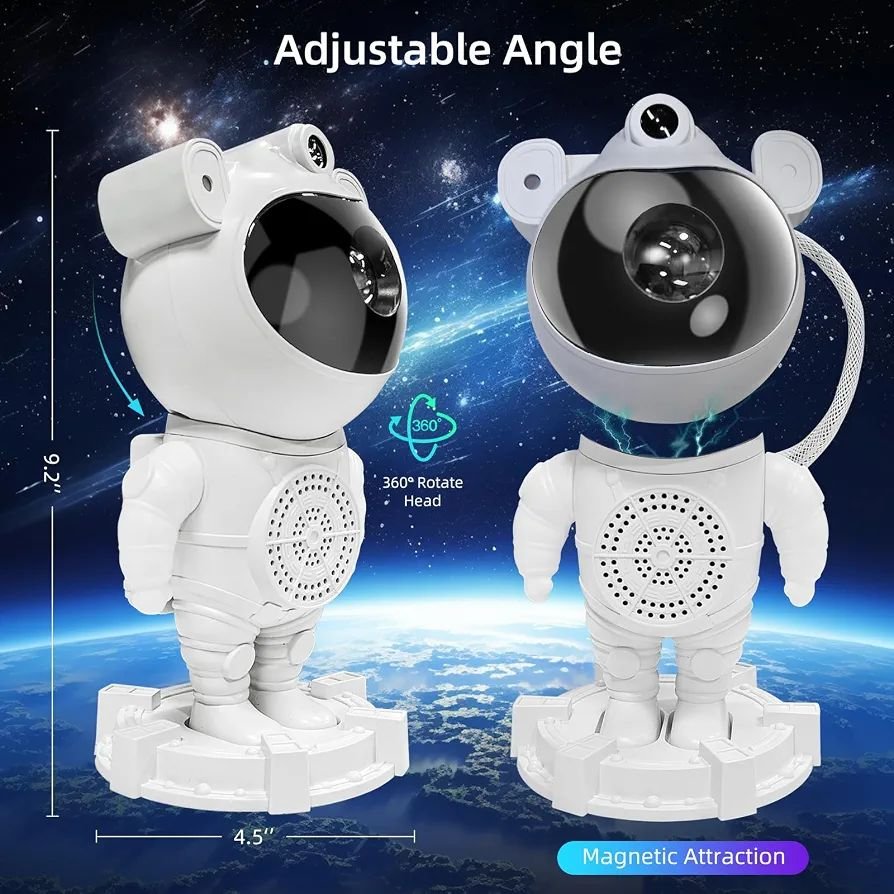 Astronaut Galaxy Star Projector Lamp with Built-in Bluetooth Speaker & Remote Control - Image 3