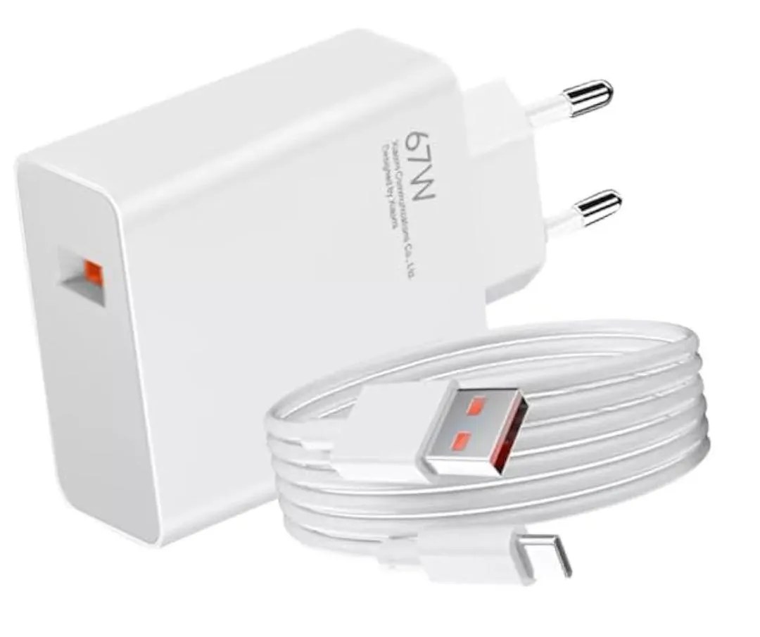 Xiaomi 67W Mini Fast Charging Power Adapter with Type-A Port & Charging Cable | Compact 67W Wall Charger for Smartphones & Devices - Image 3