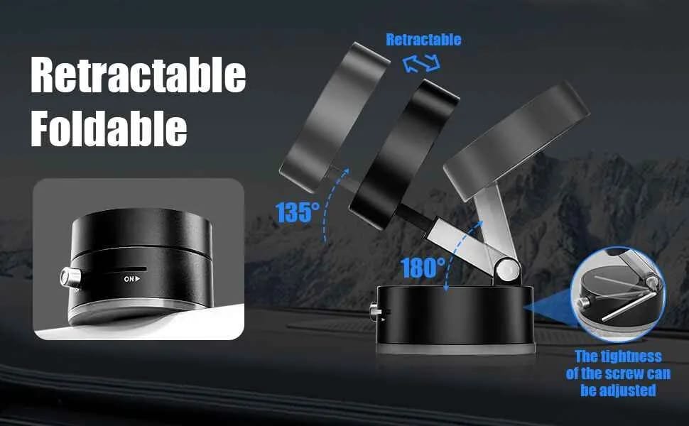 Magnetic Suction Phone Holder – Foldable & Adjustable 360° Magnetic Mount for Car, Bathroom, Kitchen, Gym & Office - Image 2