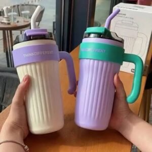 Dual-Layer Glass Water Bottle with Protective Shell & Handle (800ml)