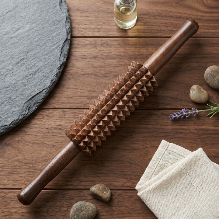 Handcrafted Wooden Thighs and Calves Massager – Reflexology & Muscle Roller - Image 3