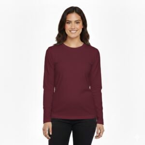 Basic Round Neck Full Sleeves T-Shirt For Women – Soft & Comfortable Casual Wear (Random Color)