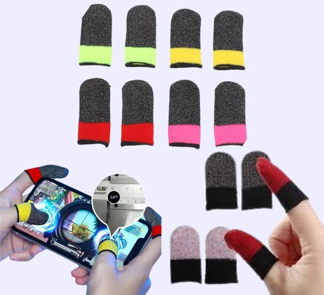 Double Color Gaming Thumb Sleeves Pair – Anti-Sweat Touch Control Finger Gloves for Mobile Gamers - Image 3