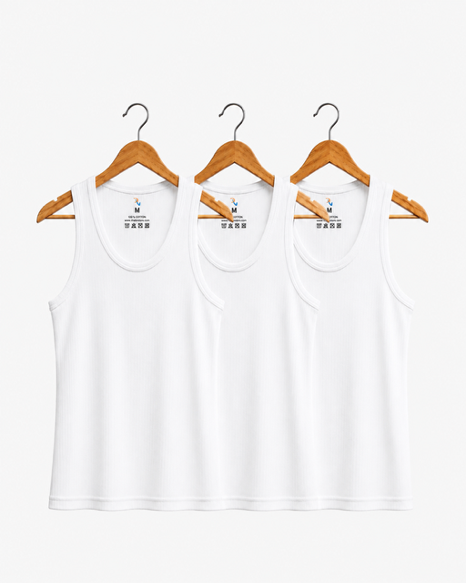 Pack of 3 Cotton Ribbed Vests Set (White, Grey, Black) – BRTWBG20001 - Image 4