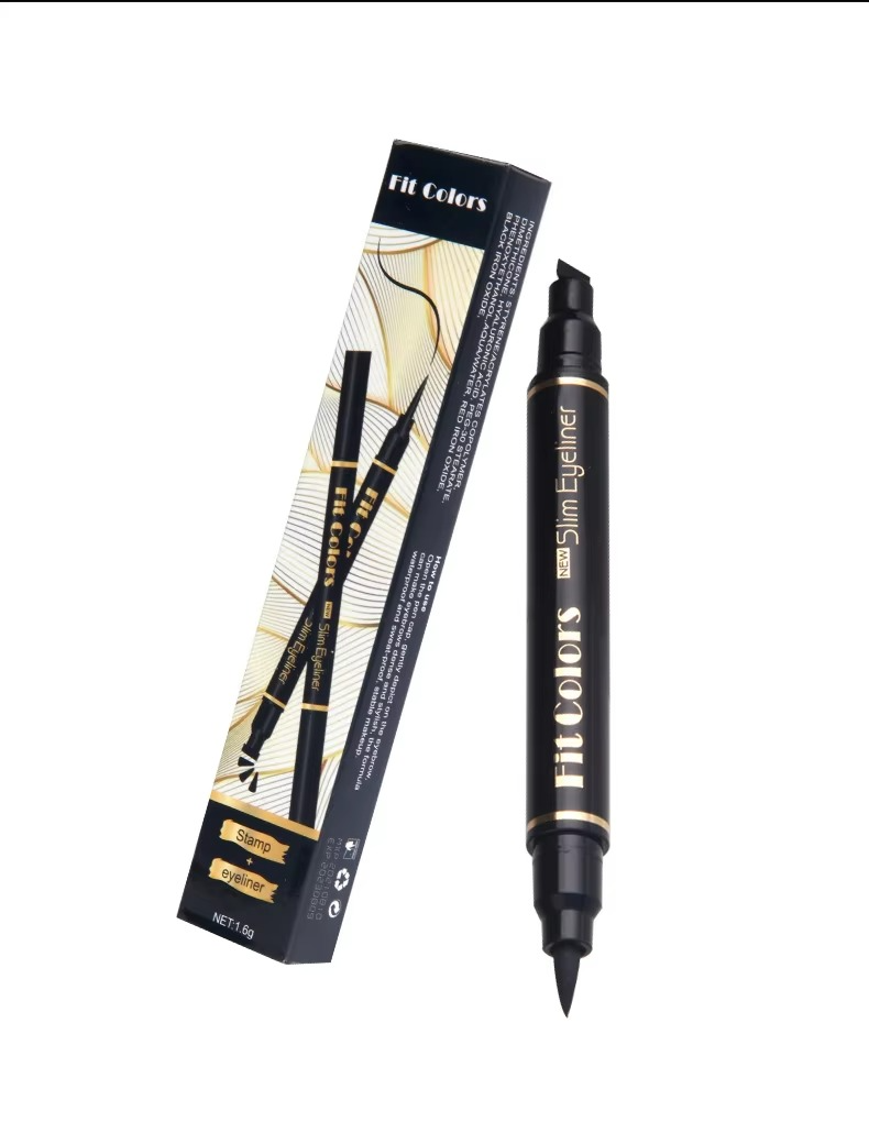 2 in 1 Winged Stamp Liquid Eyeliner Pencil Waterproof Fast Dry Lasting Black Eye Liner Pen | 2 in 1 Fit Colors Eyeliner For Girls | Eyeliner Pen - Image 4