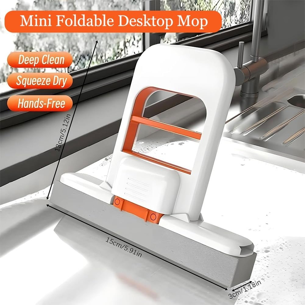 Foldable Mini Mop | Portable Desktop Wet & Dry Cleaning Mop | Self‑Squeezing - Image 2