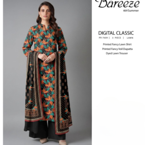 Bareezé Digital Classic 3-Piece Lawn Unstitched Suit (PR-7609)