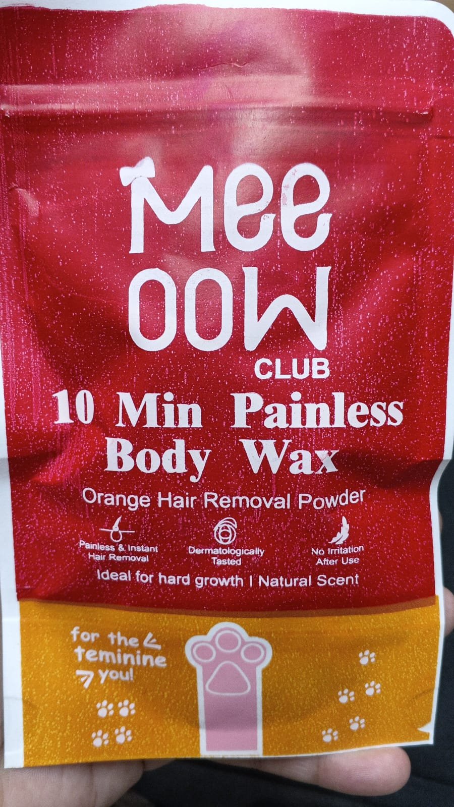 Meeoow Club 10 Min Painless Body Wax – Orange Hair Removal Powder for Smooth Skin - 100g - Image 5
