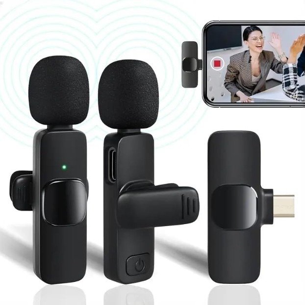K11 2-in-1 Dual Wireless Collar Microphone Type-C & Lightning Omnidirectional Lavalier Mic for iPhone, Android, and Vlogging - Image 4