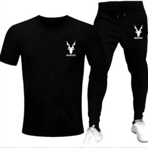 Black Trendy Markhor Printed Track Suit for Men & Boys | Soft & Comfortable Summer Wear | Lightweight Breathable Fabric