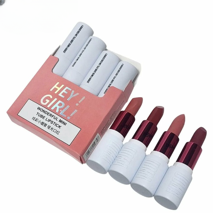 HengFang Hey Girl Mini Velvet Matte Lipstick Set | High Pigment Long-Lasting Lip Color | Pack of 4 Shades - Image 2