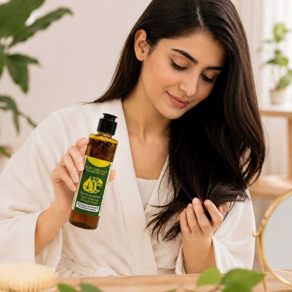 Pure Organic Regrow Hair Oil - 100% Natural Hair Growth & Anti-Hairfall Solution