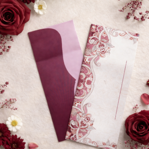 Premium Maroon Paisley Eidi Envelopes for Weddings & Engagements (15 Pieces) – Elegant Card Cash Pack