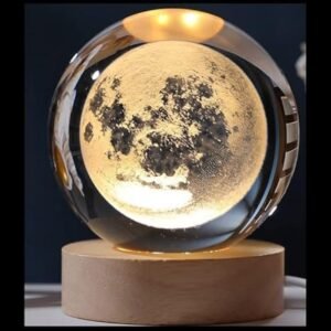 1 Pc USB LED Galaxy Crystal Ball Lamp | 3D Planet Moon Night Light | Bedroom & Party Home Decor | Kids Birthday Gift (Moon Shape Only)