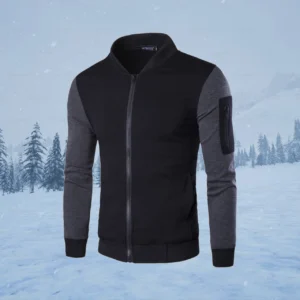 Stylish Charcoal & Black Winter Zipper Jacket For Men | Premium Fleece Full Sleeve Casual Jacket