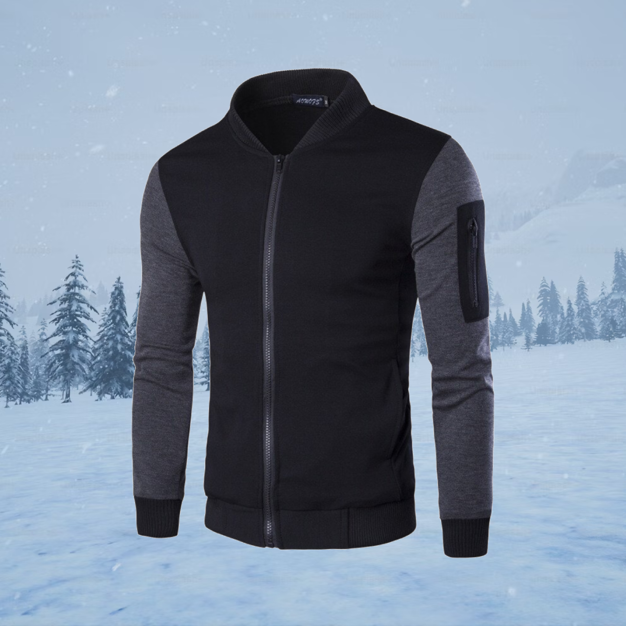 Stylish Charcoal & Black Winter Zipper Jacket For Men | Premium Fleece Full Sleeve Casual Jacket