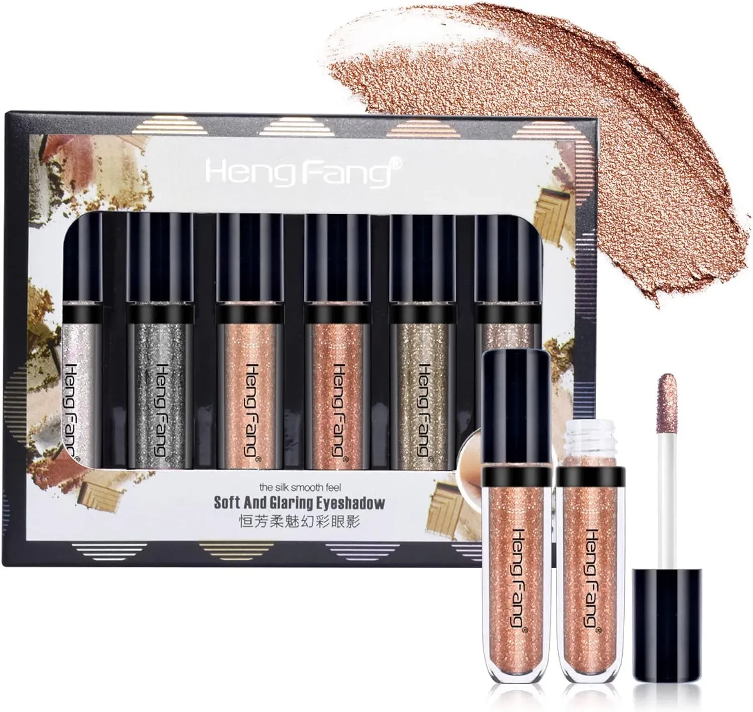 HENG FANG 6 Pcs Liquid Diamond Glitter Eyeshadows Set – Waterproof, Long-Lasting, Vibrant Colors with Lightweight Texture for Bold & Sparkling Eye Makeup - Image 2