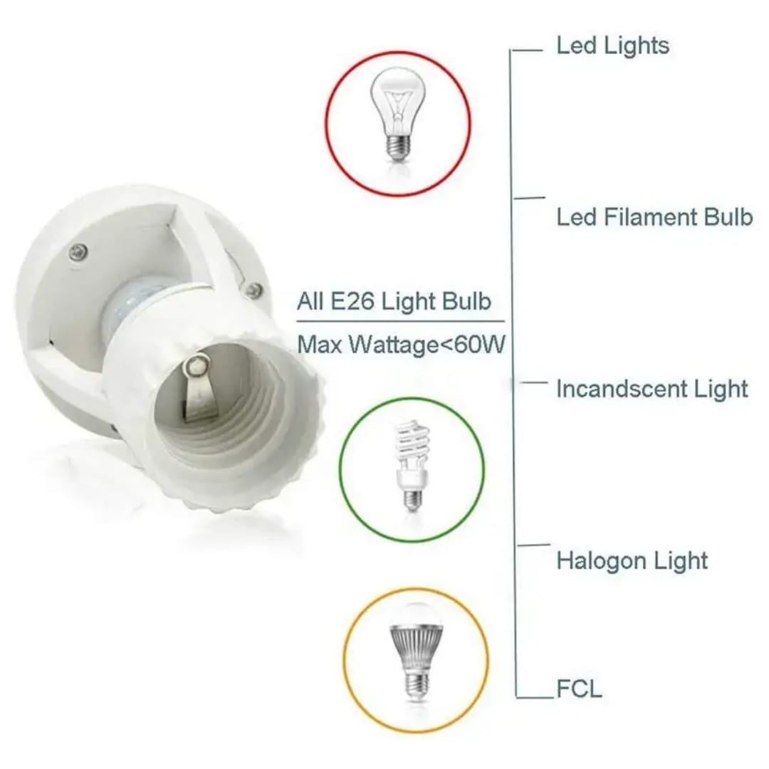 Infrared Motion Sensor Lamp Holder – 360° Smart Light Socket with Automatic On/Off Detection - Image 4