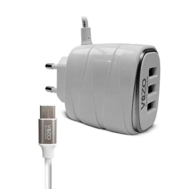 Vizo V16-Type-C – 4A Smart Fast Charger (3 USB Ports + Built-in Type-C Cable) | Best Quality Type-C Charger For Android - Mobile Phone Charger - Android Charger - Image 3